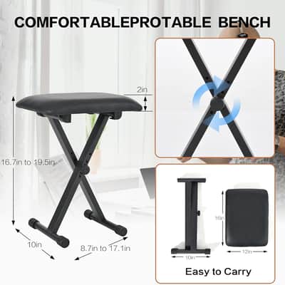 Digital Piano 88 Key Weighted with Piano Bench, 88 Key Full Size Semi Weighted Keyboard Piano, Electronic Piano for Beginner,with Adjustable Stand,Carrying Case,Sustain Pedal,Headphone (Black) image 2