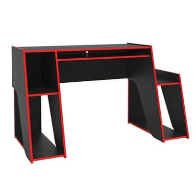 57.5” Music Production Desk with Storage | Studio Workstation with Keyboard Tray, Gear Shelves & Cable Management image 2