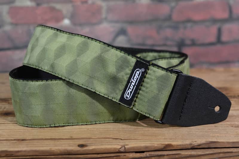 Dunlop D6710 Jacquard Hexagon Echo Olive Green Premium Guitar Strap w FAST n FREE Same Day Shipping image 1