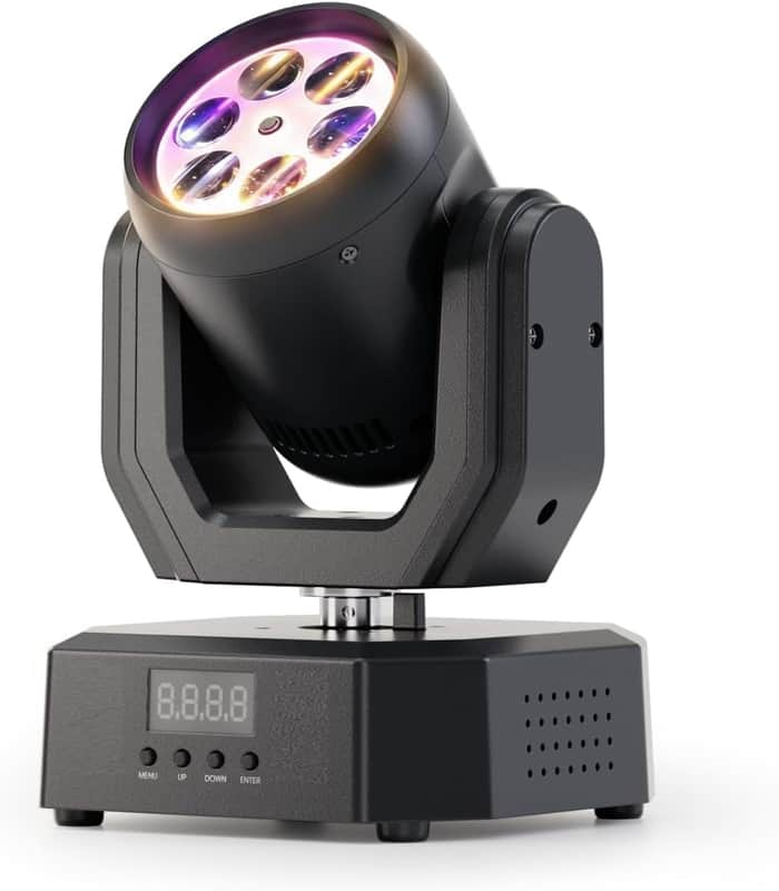 Mini Moving Head Light,30W Compact Led DJ Stage Lights with Beam,GOBO Projection,Remote Control Sound Active & DMX512 Control, Moving Head Wash for Wedding DJ Party Stage Lighting image 1