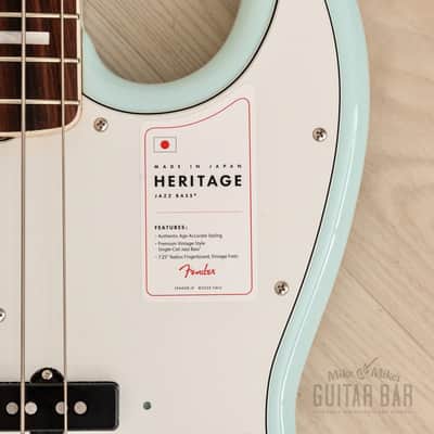 2023 Fender Heritage Late 60s Jazz Bass, Sonic Blue Lacquer, Mint