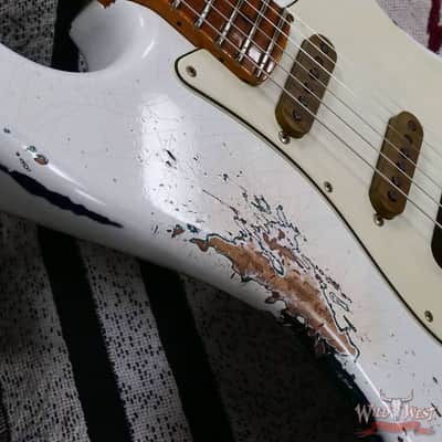 Fender Custom Shop Wild West White Lightning Stratocaster HSS Floyd Rose Maple Board 22 Frets Heavy Relic British Racing Green 8.00 LBS image 9