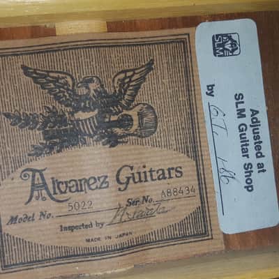 Vintage Alvarez 5022 Handmade In Japan Aged Top Acoustic Dreadnought (Martin Copy) Soft V-Neck image 15