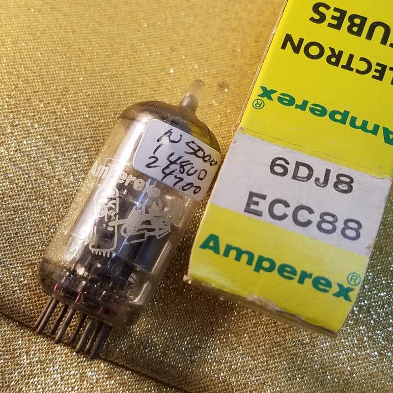 Amperex 1% Tight-Matched Pair (2) 6DJ8 tNOS AT1000 TESTED Vacuum Tubes Heerlen Large Halo Getter GA3 GA4 GA6 GA7 Bugle Boy T3 ECC88 dual triode 1959-1962 image 1