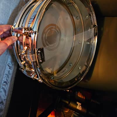 Ludwig "Supraluxe" Chrome Over Brass 8-Lug Snare Drum w/COB Hoops - DCP Exclusive! image 4