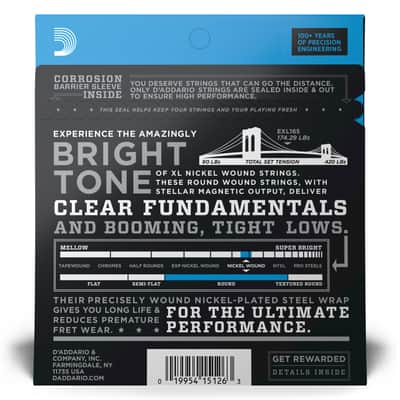 Mint D'Addario EXL165 XL Nickel Wound Custom Light Long Scale Electric Bass Strings (45-105) image 4