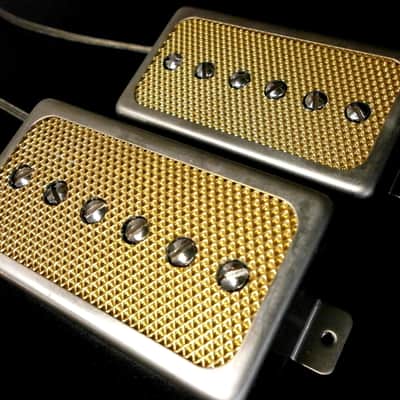 Q pickups Humbucker Sized P90s Set GOLD FOIL Raw cover PAF Fits Gibson Epi Greco Ibanez P90 Tone image 2