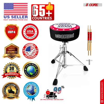 5 Core Drum Throne 4" Padded 23" Adjustable Drummer Stool Seat w Make America Great Again Insignia image 11