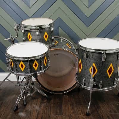 Ludwig  USA 110th Anniversary Legacy Mahogany 2019 - Charcoal Birdseye Maple Diamond Flash Inlay image 2