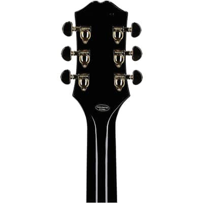 Epiphone Inspired by Gibson Les Paul Custom Electric Guitar, Left-Handed (with Gig Bag), Ebony image 6