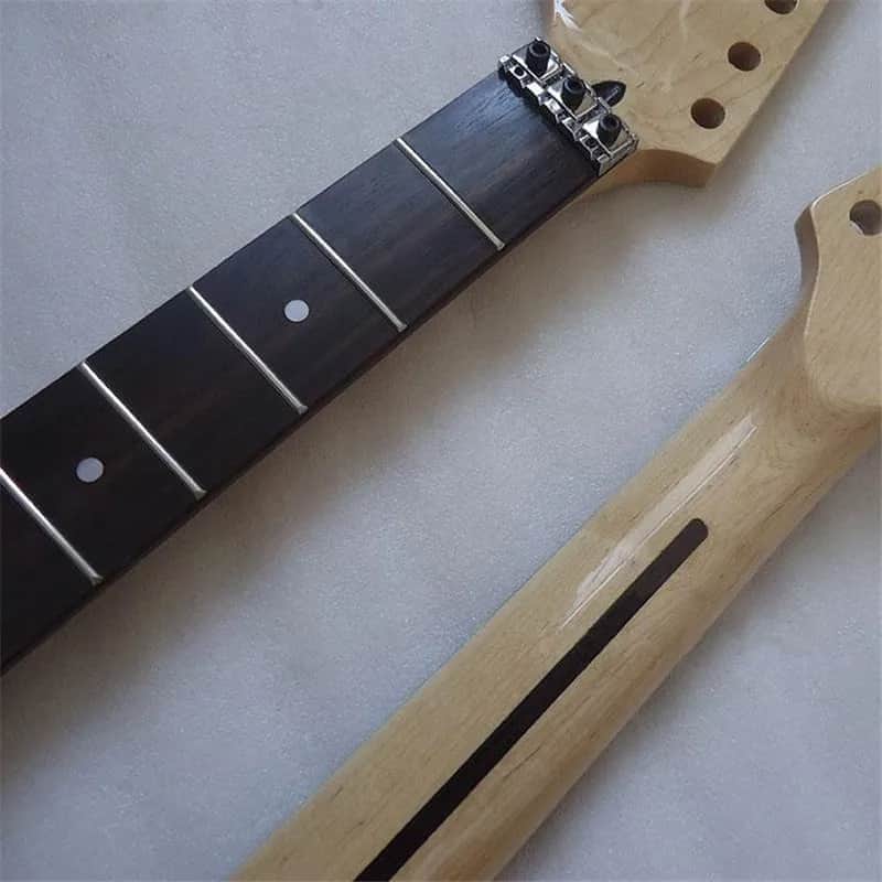 Maple Wood Guitar Strat Style Neck, Rosewood Fingerboard, 24 Frets with Reversed Headstock image 1