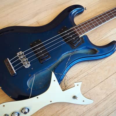 1966 Mosrite Ventures Model Bass Vintage Mark I Ink Blue 100% Original w/ohsc image 18
