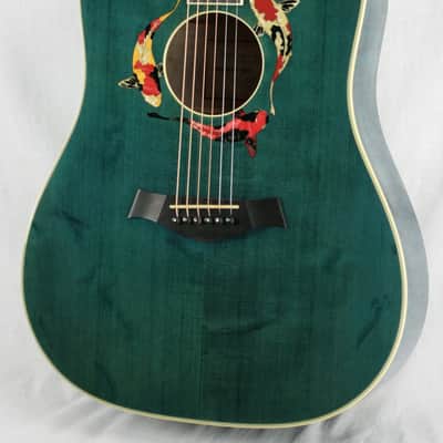 MINT 2000 Taylor GSLJ Living Jewels Aqua Blue Koi Fish Guitar! Bearclaw Quilted GS image 7