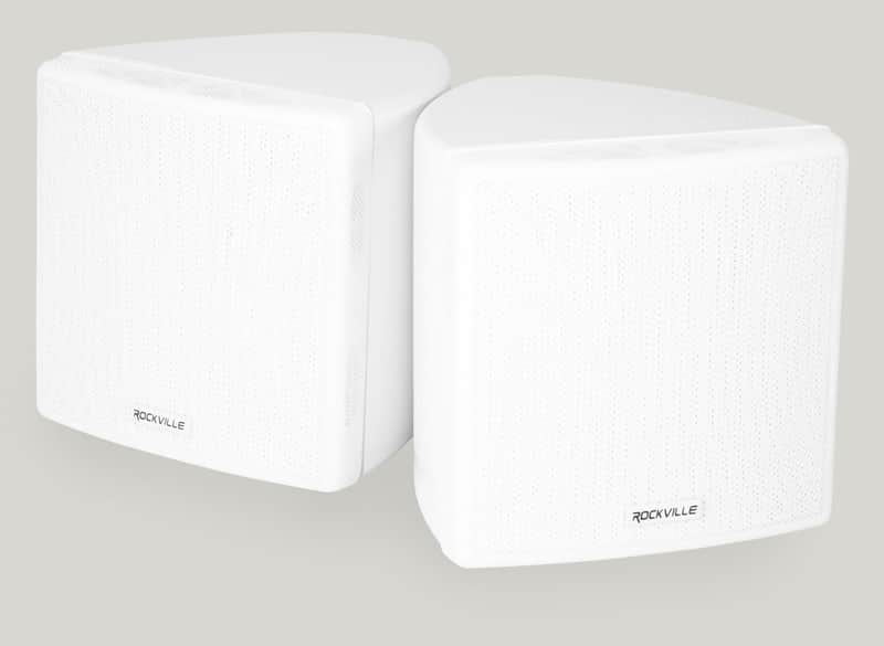 Cube by Rockville Pair of 3.5" White Home Theater Wall Speakers+Swivel Brackets image 1