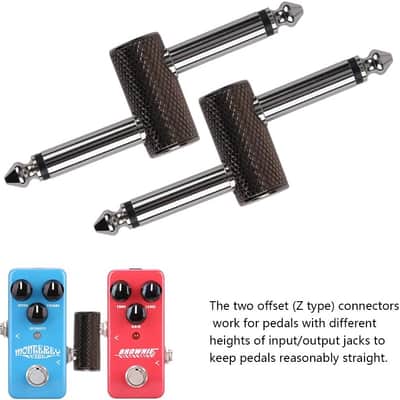 Guitar Pedal Patch Connector, 6.35mm (1/4") Effect Pedal to Pedal Coupler, Male to Male Plug Adaptor for Guitar Pedalboard Instead of Patch Cable, Pack of 4 (2 Straight & 2 Z Type) image 3