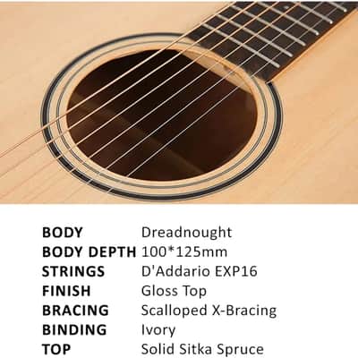 Parkwood S21 Dreadnought Body Acoustic Guitar - Natural image 2