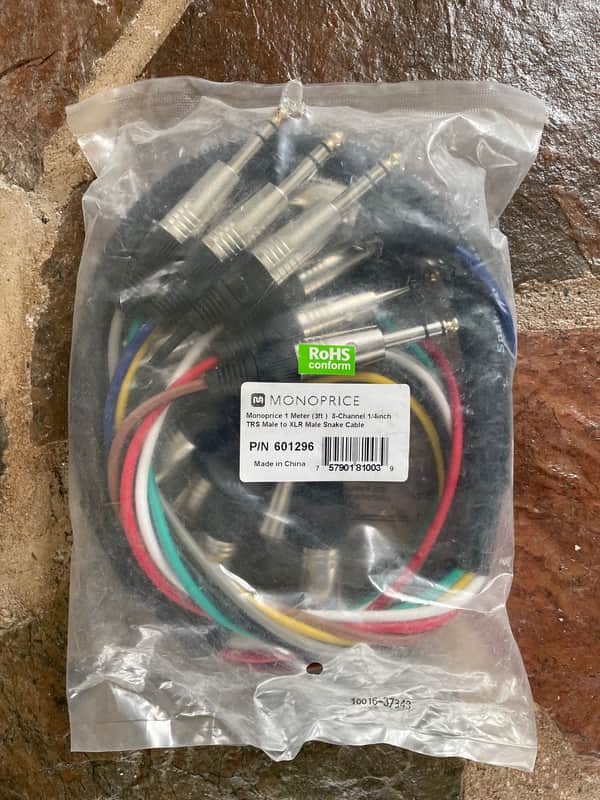 Monoprice  3' - 8 channel Snake Cable TRS to XLR Male (1 cable) image 1