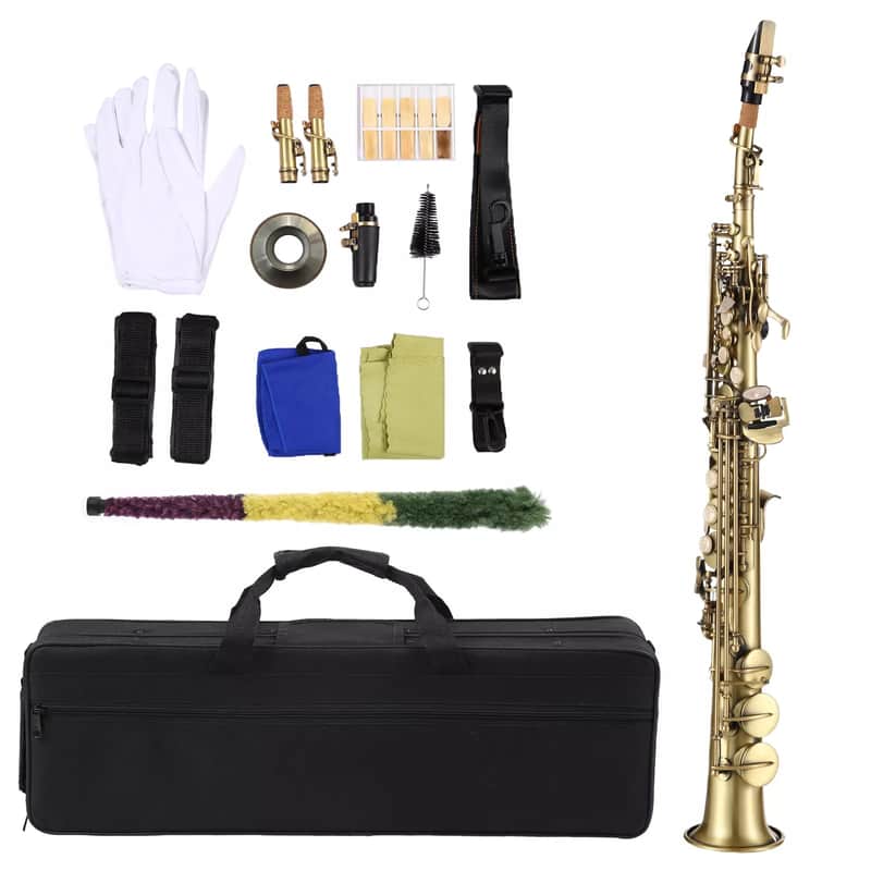 Professional Bb Straight Soprano Saxophone – Nickel-Plated Brass with Full Accessories Kit image 1