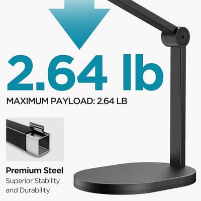 Studio Mic Stand, Max Load 2.64 Lb Microphone Arm Desk Mount Desktop Microphone Stand For Fifine Am8 K669B Quadcast Solocast At2020, Webcams Cameras, Black image 2