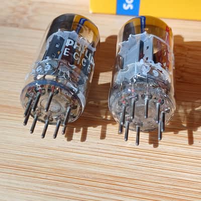 Perfect 1973 NOS NIB MULLARD Blackburn ecc83 12AX7 matched pair CLOSE CODE  UK EXTRA STRONG  Philips label, I63 model, best preamp tube, Orange Hiwatt Marshall image 13