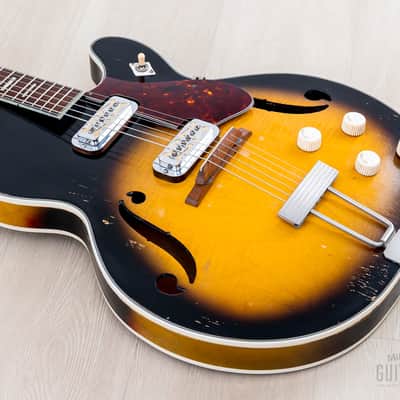 1966 Harmony Meteor H70 Vintage Guitar Sunburst w/ Maple Top & DeArmond Gold Foils image 12