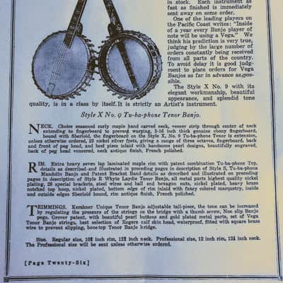 Vintage 1923 Vega Style X No. 9 Tenor Banjo w/ Original Hardshell Case - a Century Old - WOW! image 20