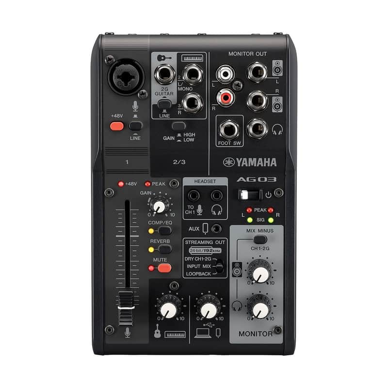 Yamaha AG03MK2 B Black 3-Channel Mixer/USB Interface for IOS/Mac/PC image 1