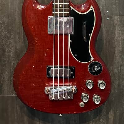 Vintage 1966-69 Gibson EB-3 Bass in Cherry Finish Reset Neck w/ Period-Adjacent Aftermarket Case in Good Condition! image 1