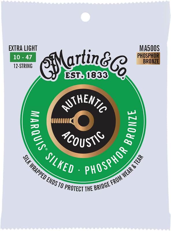 Martin Authentic Acoustic® Marquis® Silked Guitar Strings – Phosphor Bronze, Medium Gauge | Warm, Balanced Tone with Bridge Protection | Silk-Wrapped Ball Ends image 1