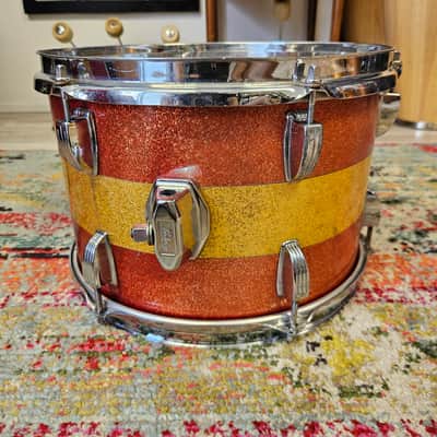 Ludwig Tri-Band Red & Gold Sparkle 3-ply Kit 22-16-12" Blue/Olive Badge image 18