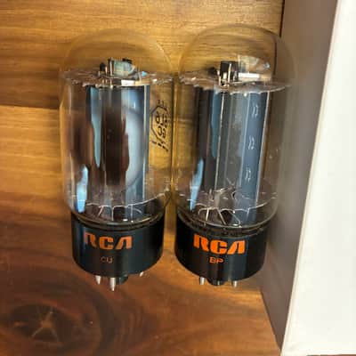 NOS tight current matched pair 1969 RCA 6L6GC black plate tubes image 3