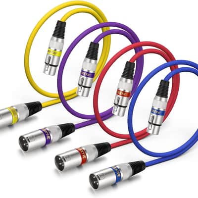 NEW 2FT Colored XLR Cables 4 Pack - Balanced XLR Microphone Cable Male to Female image 4