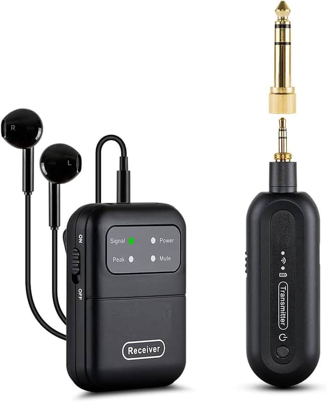 Stereo Wireless in Ear Monitor System 2.4G Wireless System with Transmitter Clip on Receiver Automatic Pairing in-Ear Monitoring for Church,Stage,Live Performance image 1