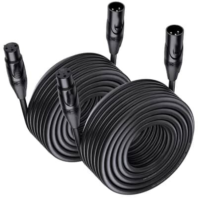 Cable Matters 2-Pack Premium Long XLR to XLR Cables - 35ft, Male to Female Microphone Cable, Oxygen-Free Copper (OFC) Mic Cord, Black image 1