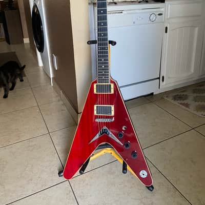 Dean Custom shop V 1996 transition era guitar from the Florida custom shopTransparent Cherry image 2