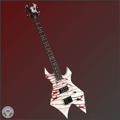 B.C. Rich Warlock Revenge 4-String Bass Guitar – White Blood