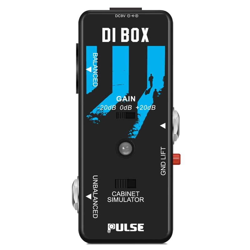 Pulse DI Box PT-31 Gain Control & Cab Simulator Switch Guitar / Bass Direct Box image 1
