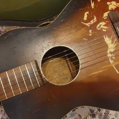all-original 1943 Harmony Melody Ranch Gene Autry parlor acoustic vintage western cowboy guitar, parlour image 2