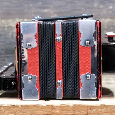 Gagné & Frère 1-Row 2-Bass 10-Treble Button "D" Red & Black Diatonic Accordion w/Case image 4