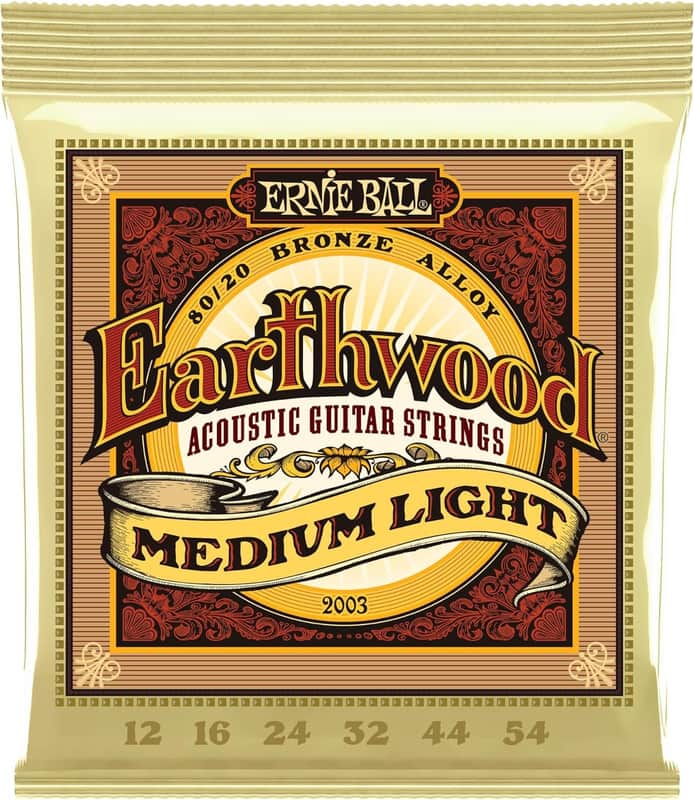 Ernie Ball Earthwood Medium Light 80/20 Bronze Acoustic Guitar Strings, 12-54 Gauge (P02003) image 1