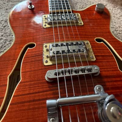 Gretsch G6659TFM Players Edition Broadkaster Jr. with Flame Maple Top 2019 - Present - Bourbon Stain image 8