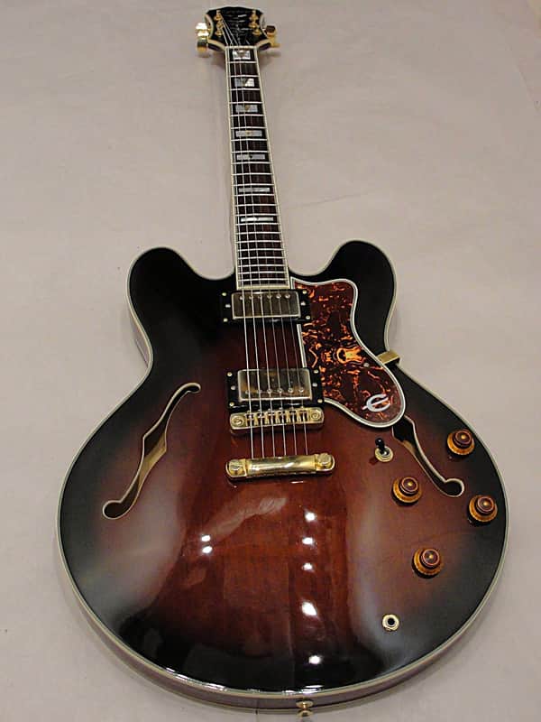 1989 Epiphone Sheraton II Semi Hollow Body Electric Guitar Gloss Tobacco  Burst made in Korea