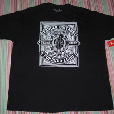 new (with Fender paper hang tag) A+ shape Fender Forever Loud Trusted Quality Black short sleeve T-Shirt, 100% Cotton, Size XXL (XX-Large), p/n: 9101310806 (NO packaging) image 9