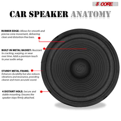 5 Core 8 Inch Car Woofer Audio Pair 1000W 4Ohm Deep Bass Subwoofer Component Loud Speaker System image 7