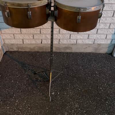 Ludwig pair of timbales - brass image 2