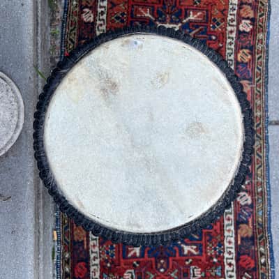 Vintage African Hand Carved Wood Djembe Hand Drum 22” image 12