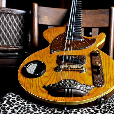 Postal Handmade Steam Punk 10 String Guitar Anitique Natural The Meter Jumps - Fender USA Pickups image 4