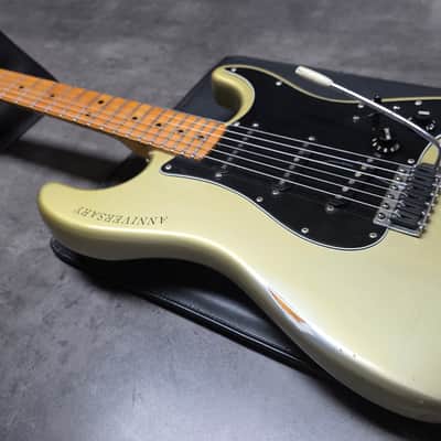 1979 Fender Stratocaster 25th Anniversary Porsche Inca Silver over Huffy Olympic White Relic Vintage 70s American USA Strat Electric Guitar Special Limited Edition Model FSR Heavy Road Worn Aged image 1
