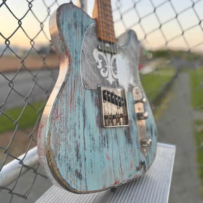 Palir Titan Tele-Style – Rustic Blue Relic – Boutique Build – Thick Neck – Excellent Condition image 9