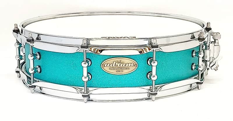 Udrum 3.75x14" Cherry Wood Snare 2021 Textured Turquoise Sparkle image 1